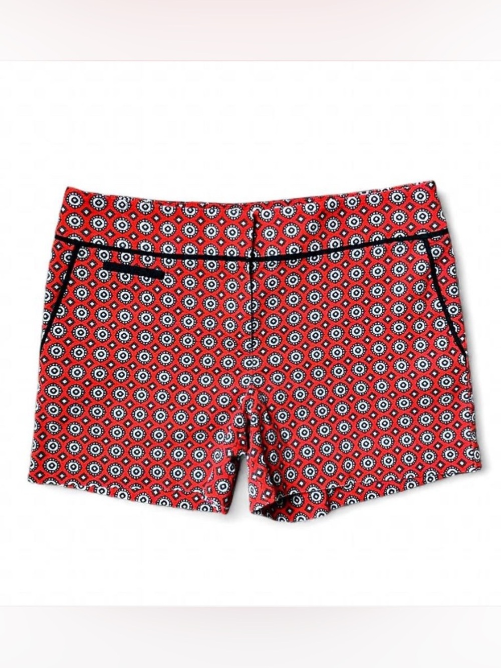LOFT Red Printed Shorts with Black Piping